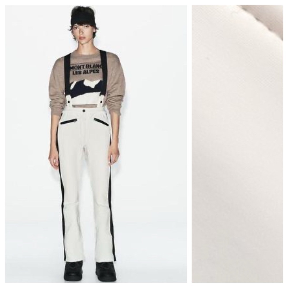 NWT Zara Recco Tech White Flared Zara Ski Collection Suspender Snow Pants Size M